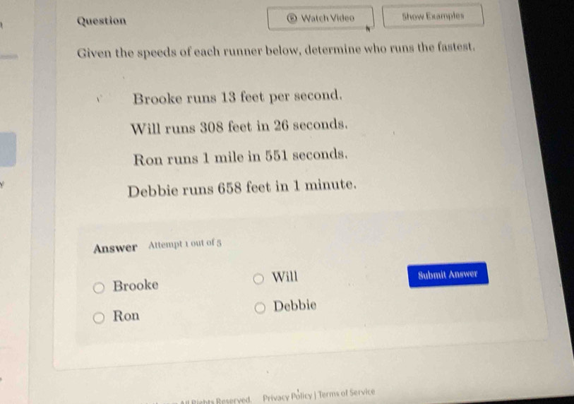 Solved: Question Watch Video Show Examples Given the speeds of each ...