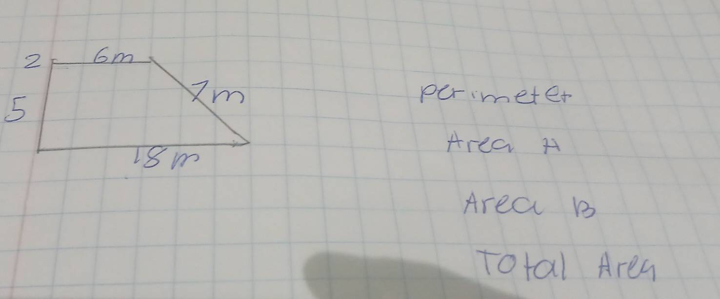 perimeter 
Area A
Area B
total Aren