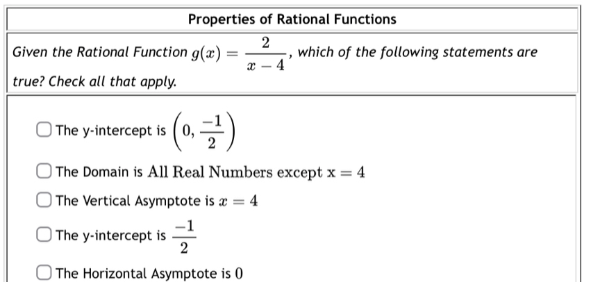 The Horizontal Asymptote is (