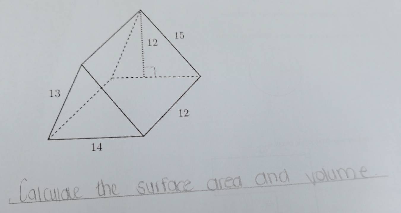 Calculae the surface area and volume