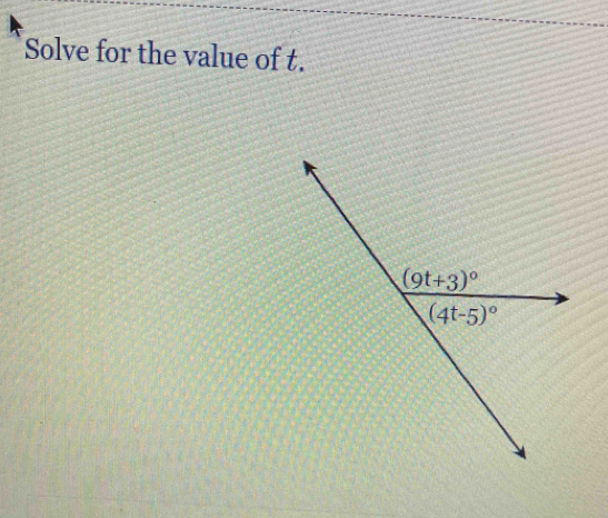 Solve for the value of t.