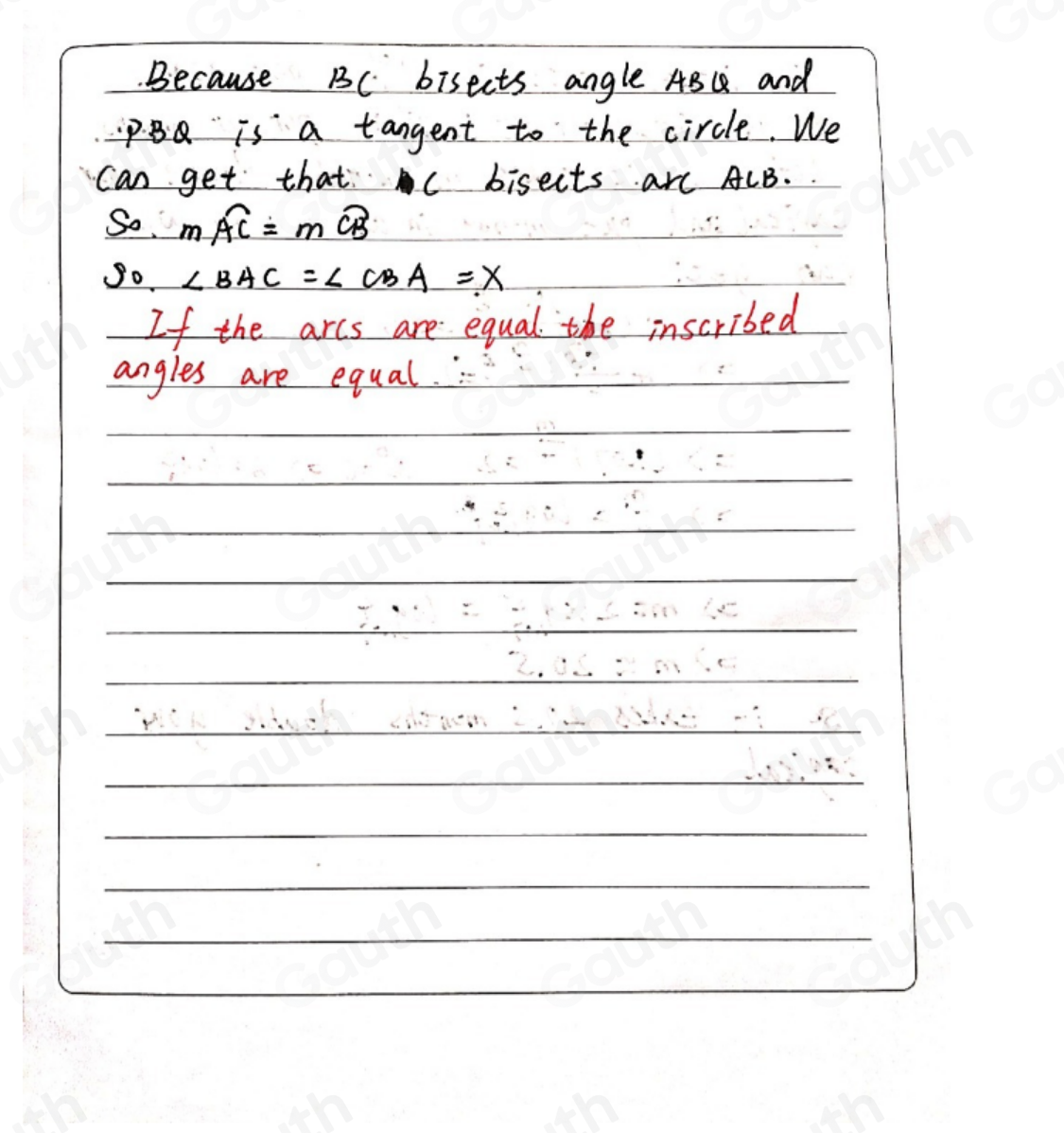 Solved: A, B and C are points on a circle such that BC bisects angle ...
