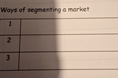 Ways of segmenting a market