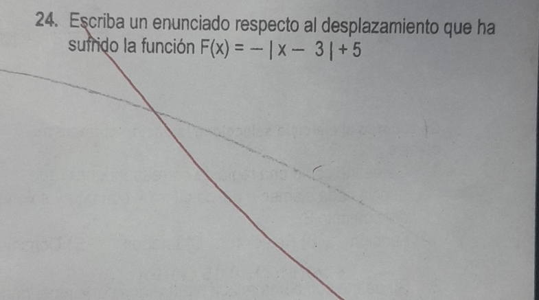 Escriba un enunciado respecto al desplazamiento que ha 
sufrido la función F(x)=-|x-3|+5