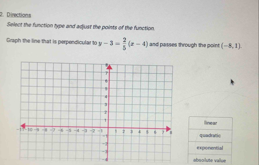 Solved: Directions Select the function type and adjust the points of ...