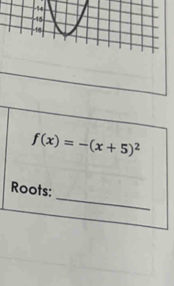 f(x)=-(x+5)^2
_ 
Roots: