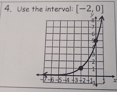 Use the interval: [-2,0]
x