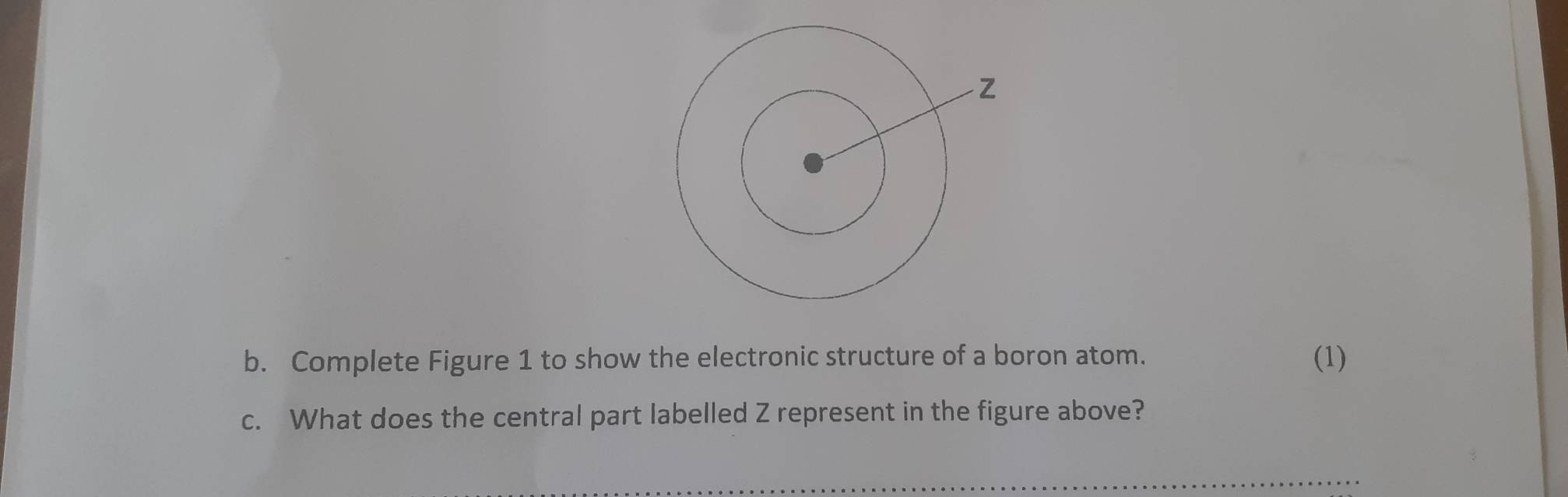 Solved: Complete Figure 1 to show the electronic structure of a boron ...
