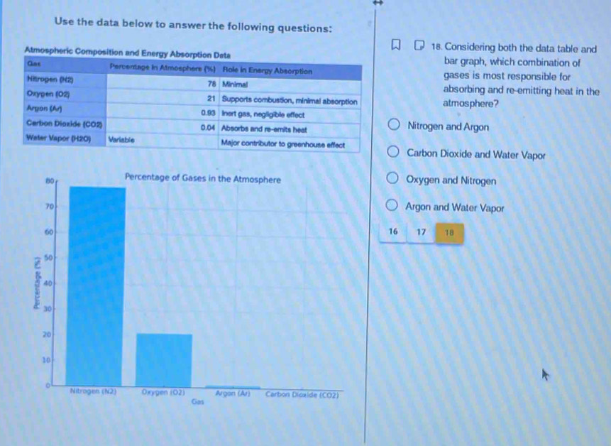 Solved: Use the data below to answer the following questions: 18 ...