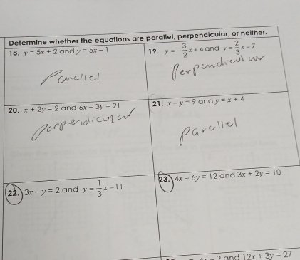 1
2
2
and 12x+3y=27