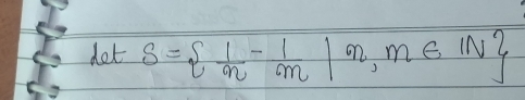 det S=  1/n - 1/m |n,m∈ IN