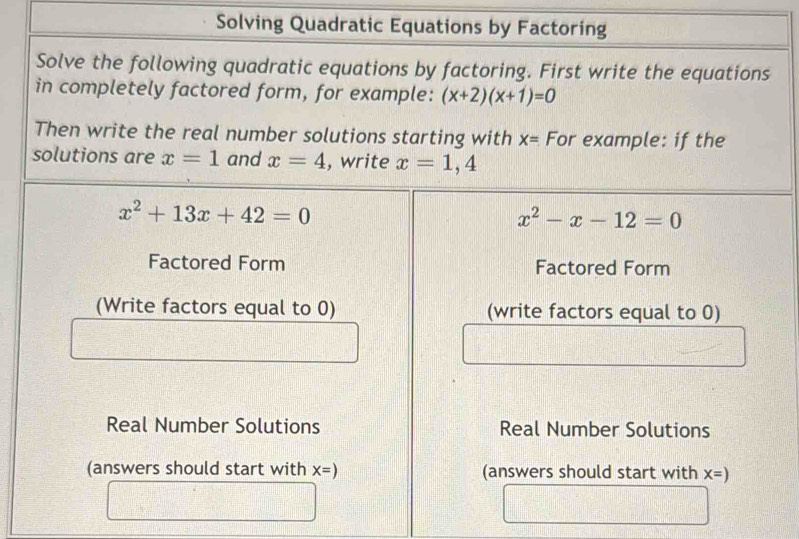 Solving Quadratic Equati