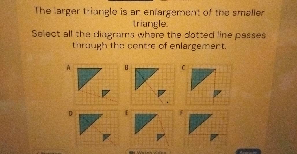 Solved: The larger triangle is an enlargement of the smaller triangle ...