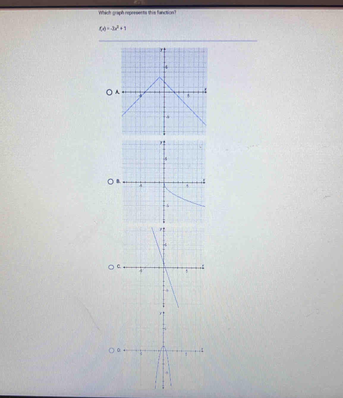 Which graph represents this function?
f(x)=-3x^2+1