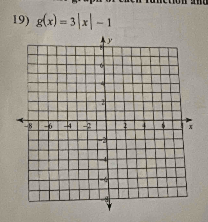 and 
19) g(x)=3|x|-1