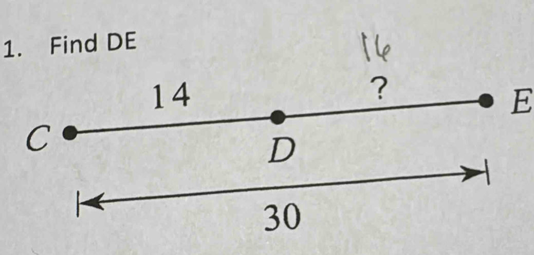 Find DE
14
?
E
C
D
30