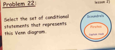 Problem 22: lesson 2) 
Select the set of conditional 
statements that represents 
this Venn diagram.