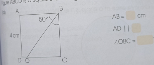 AB=□ cm
ADparallel
∠ OBC= □