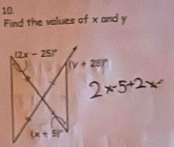 Find the values of x and y