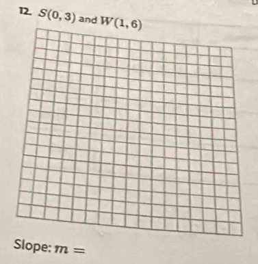 S(0,3) and W(1,6)
Slope: m=