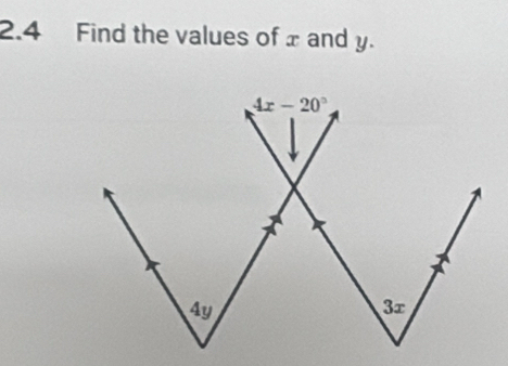 2.4 Find the values of x and y.