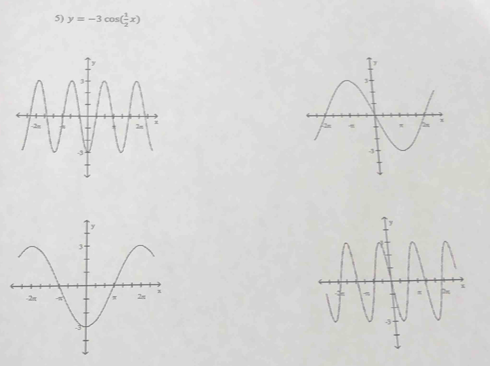 y=-3cos ( 1/2 x)