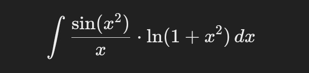 ∈t  sin (x^2)/x · ln (1+x^2)dx