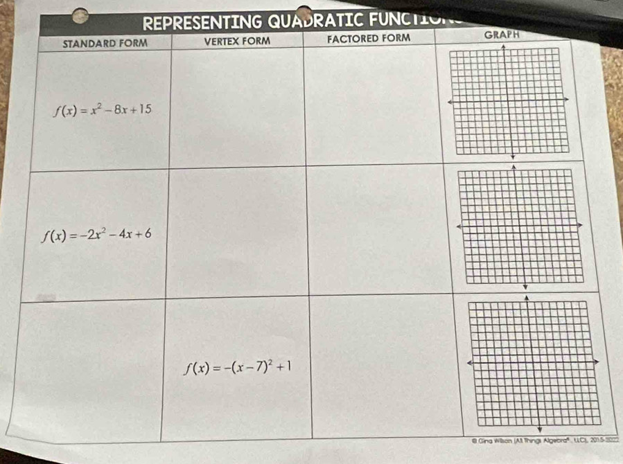 REPRESENTING QUADRATIC FUNCTION
@ Ging5-2022