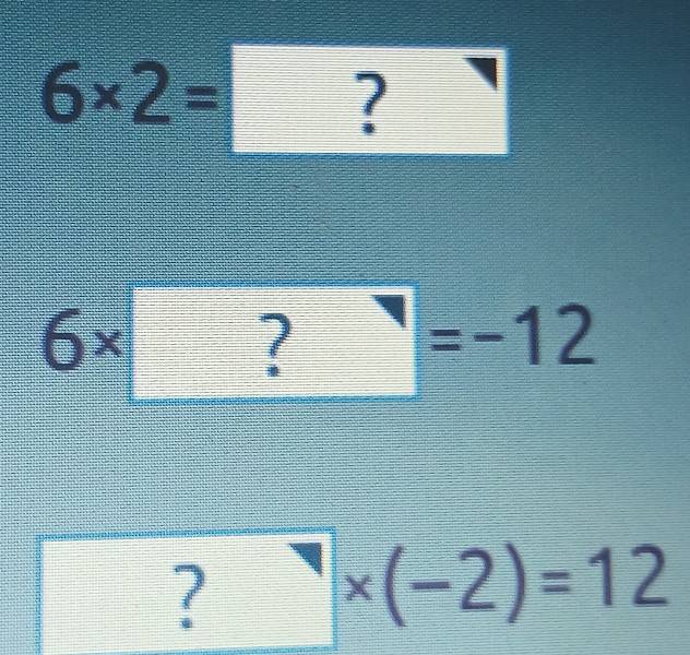 6* 2=□
6* ?=-12
?* UN* (-2)=12