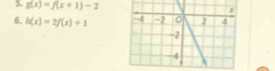 g(x)=f(x+1)-2
6. h(x)=2f(x)+1