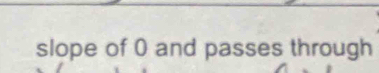 slope of 0 and passes through