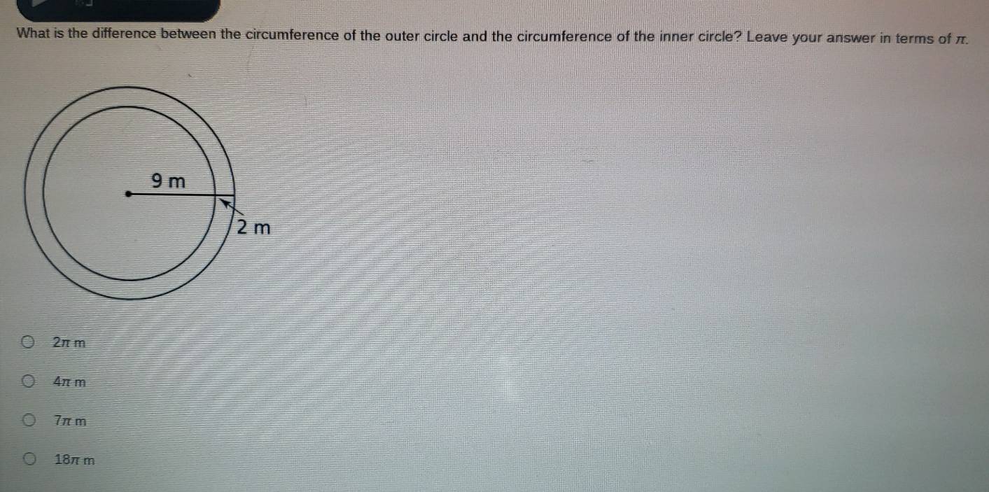 Solved: What is the difference between the circumference of the outer ...