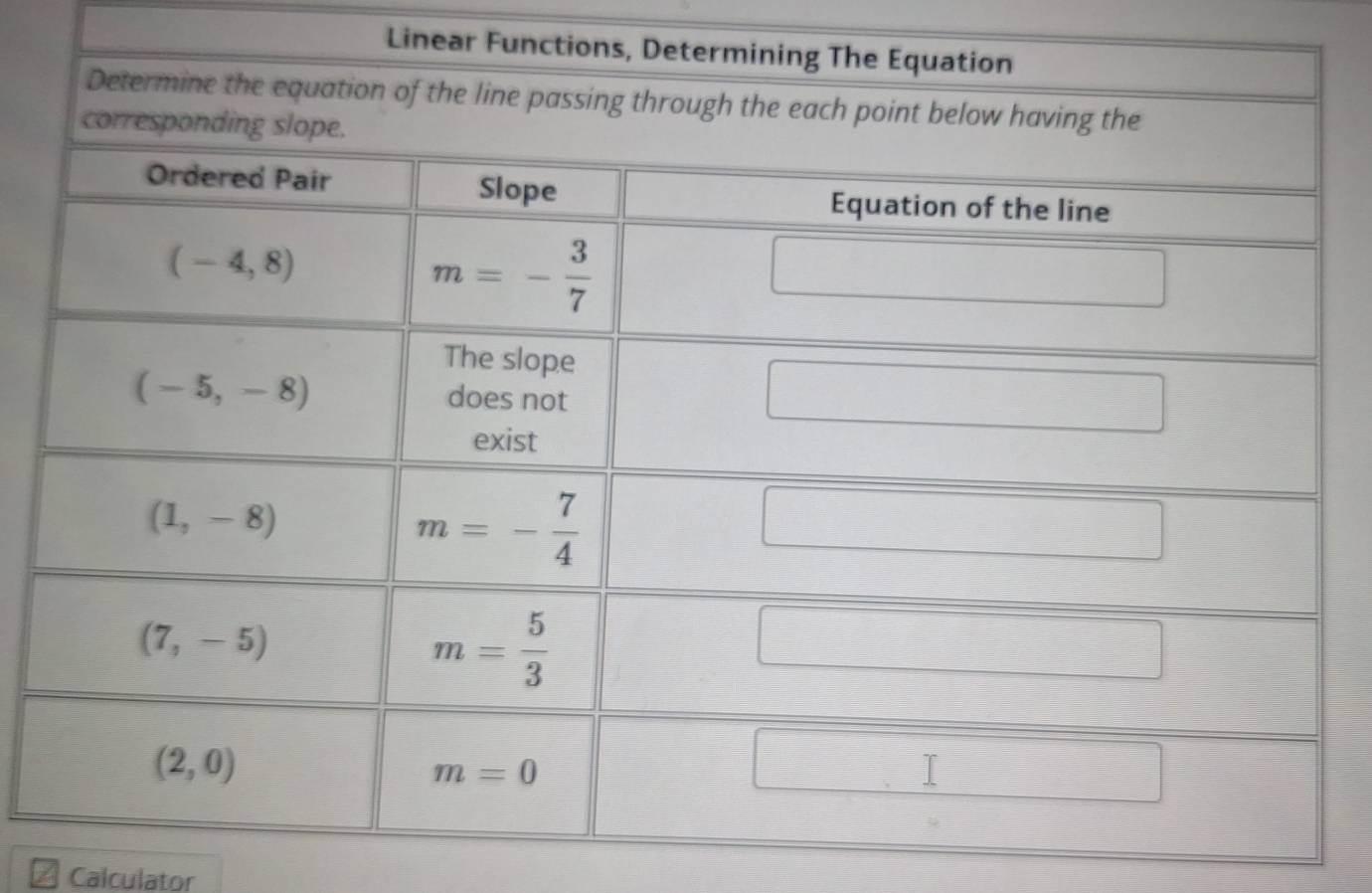 Linear Funct
Calculator