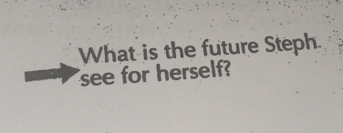 What is the future Steph. 
see for herself?