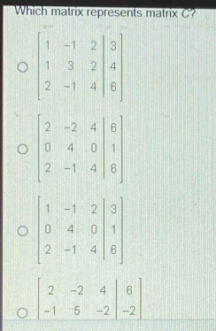 Which matrix represents matrix C?