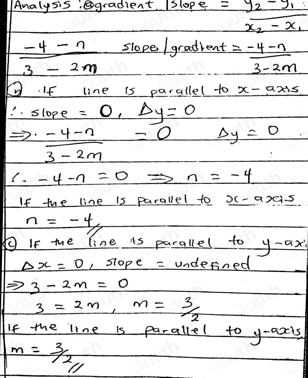 Solved: a Write the gradient of the line joining the points (2m,n) and ...