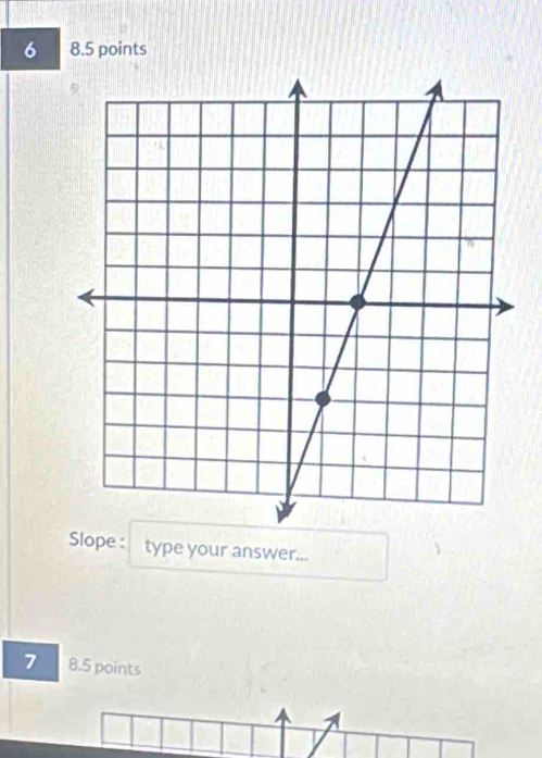 6 8.5 points 
Slope : type your answer... 
7 8.5 points