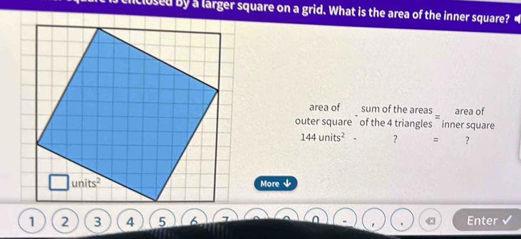 Solved: iclosed by a larger square on a grid. What is the area of the ...