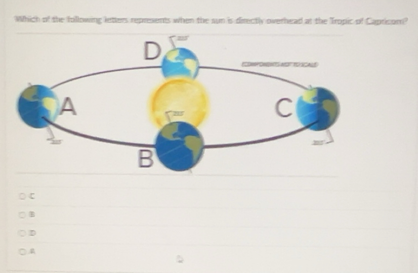 Solved: Which of the following letters represents when the sun is ...