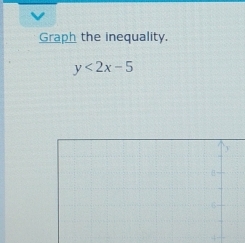 Graph the inequality,
y<2x-5</tex>