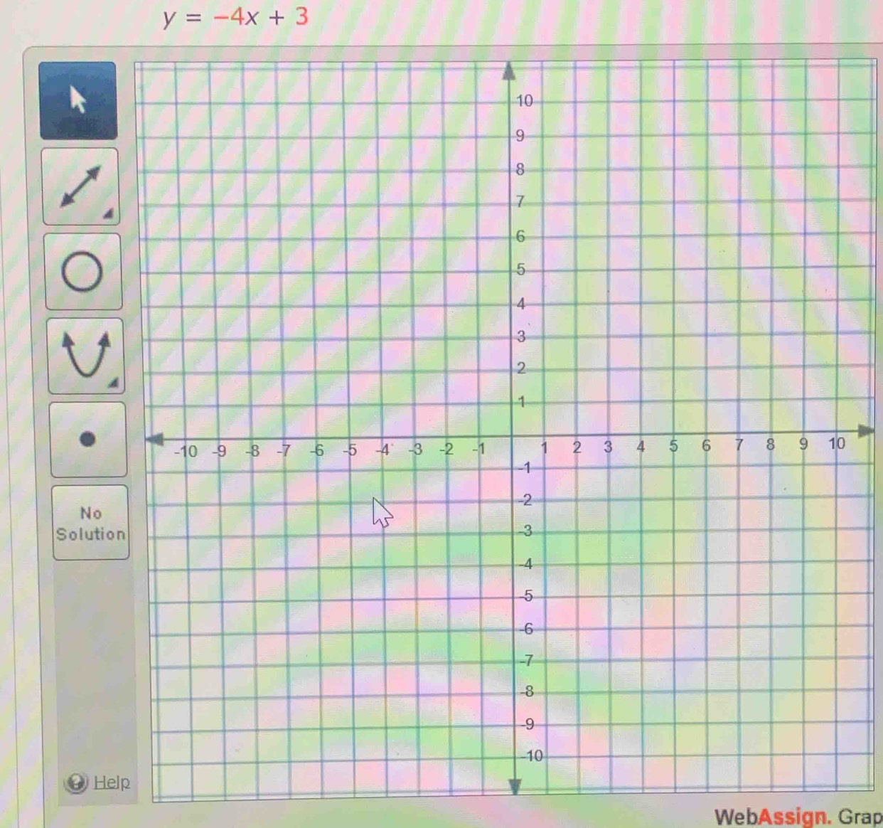 y=-4x+3
4 
V. 
0 
No 
Solutio 
He 
WebAssign. Grap