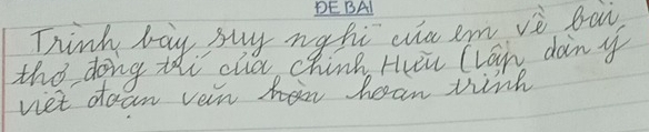 DEBAI 
Think bay suy nghi au em vè bai 
the dong thi clia china, Hei Clan doin g 
viet dean vern h hean wiinh