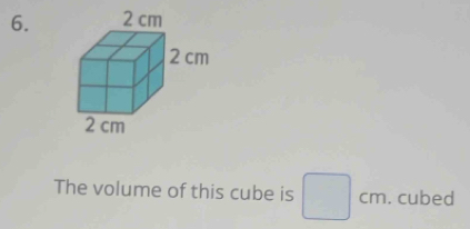 The volume of this cube is □ cm. cubed