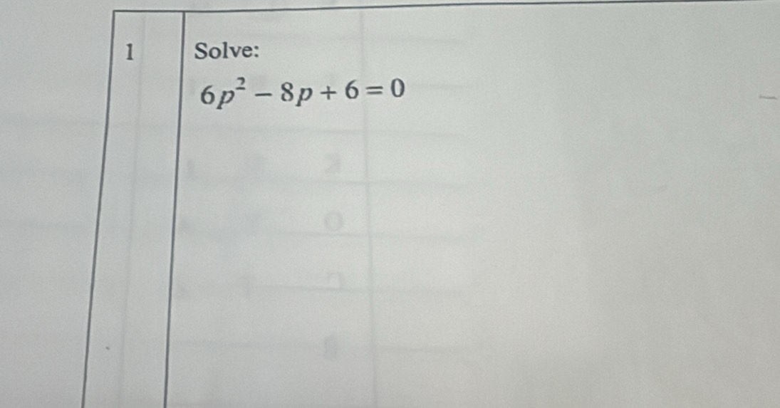 Solve:
6p^2-8p+6=0