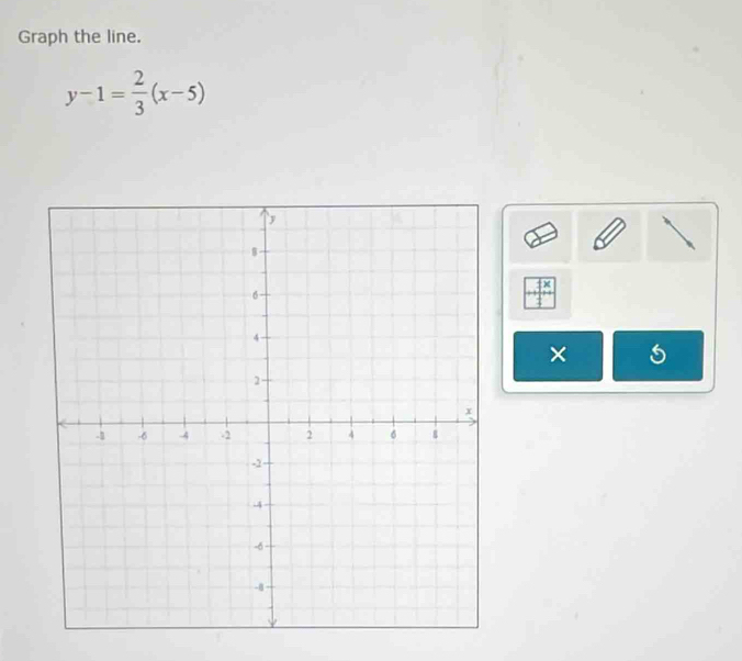 Graph the line.
y-1= 2/3 (x-5)
×