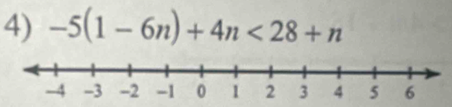 -5(1-6n)+4n<28+n