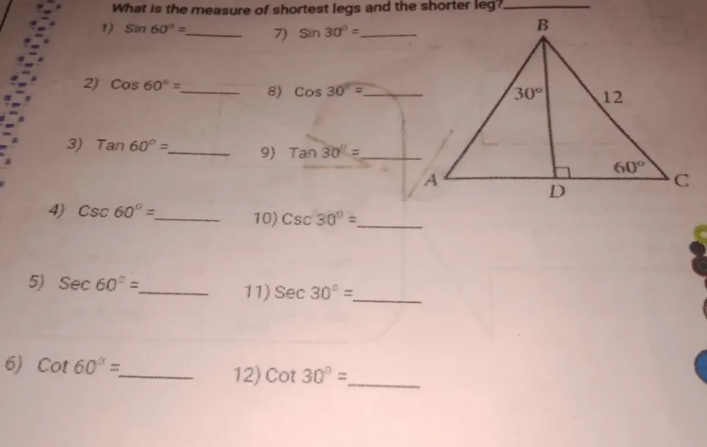 Solved: What is the measure of shortest legs and the shorter leg?_ 1 ...
