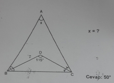 x= ?
Cevap: 50°