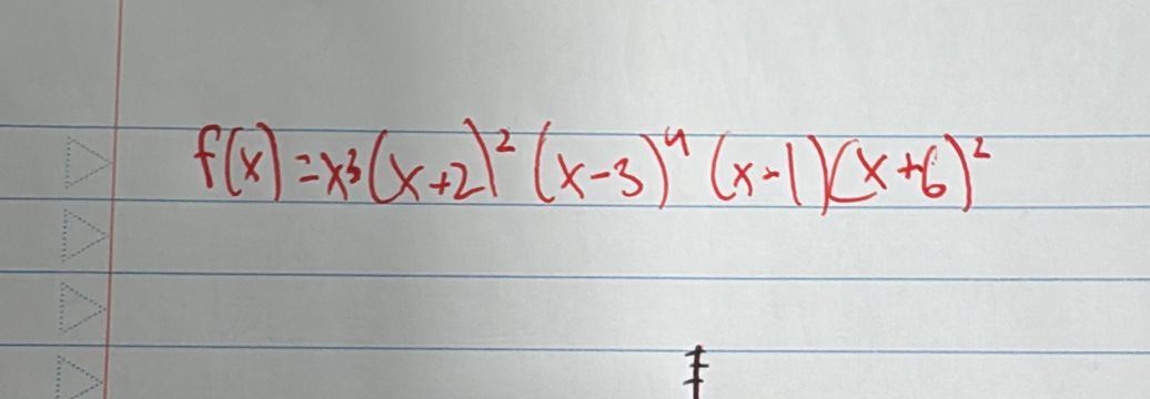 f(x)=x^3(x+2)^2(x-3)^4(x-1)(x+6)^2