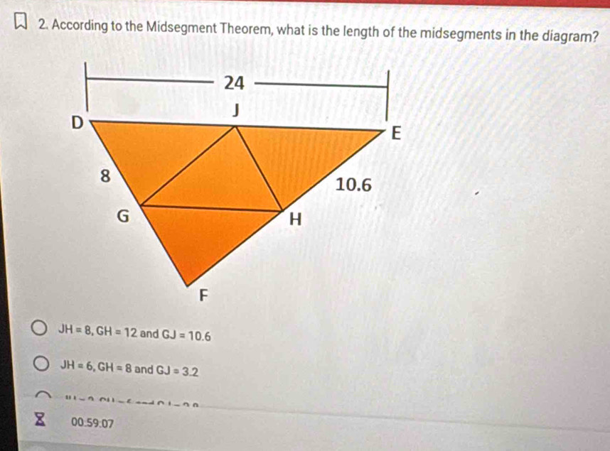 Solved: According to the Midsegment Theorem, what is the length of the ...